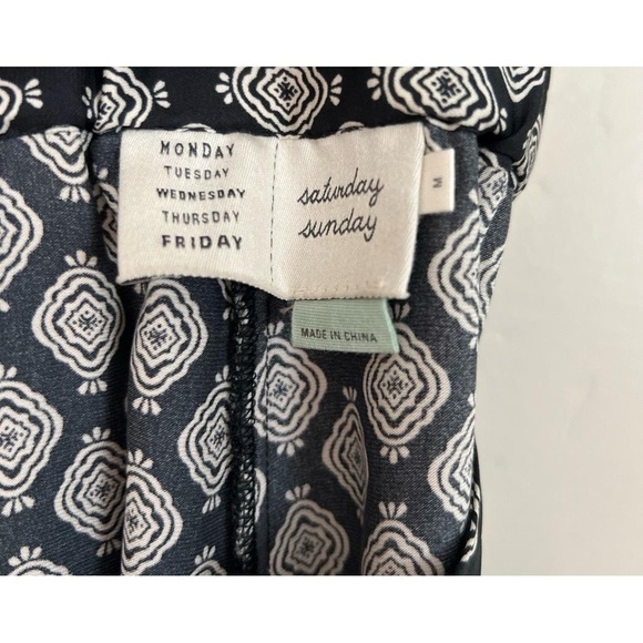 Anthropology Saturday Sunday Womens Medium Black White Geometric Wide Leg Pants - Picture 4 of 7